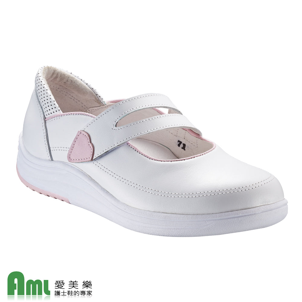 愛美樂 Aimeile MIT真皮手工鞋 船型輕量 1302 (白粉) 舒適鞋 休閒鞋 娃娃鞋 皮鞋 女鞋